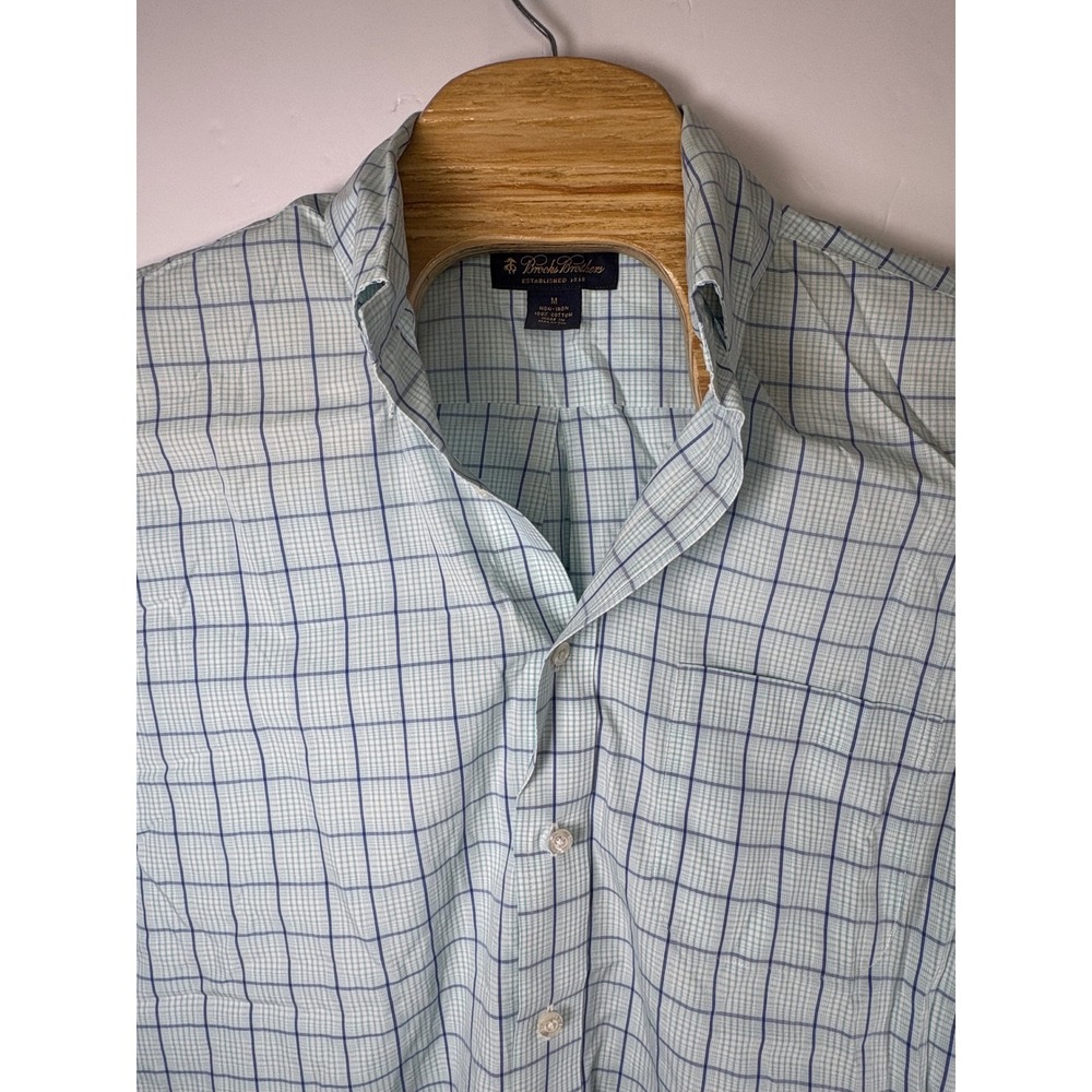 Brooks Brothers Mens Blue Plaid Check Short Sleeve‎ Button Down Sz Med Preppy